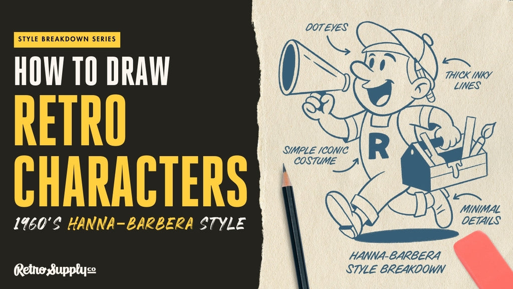 How to draw retro 1960s characters in Hanna-Barbera style.