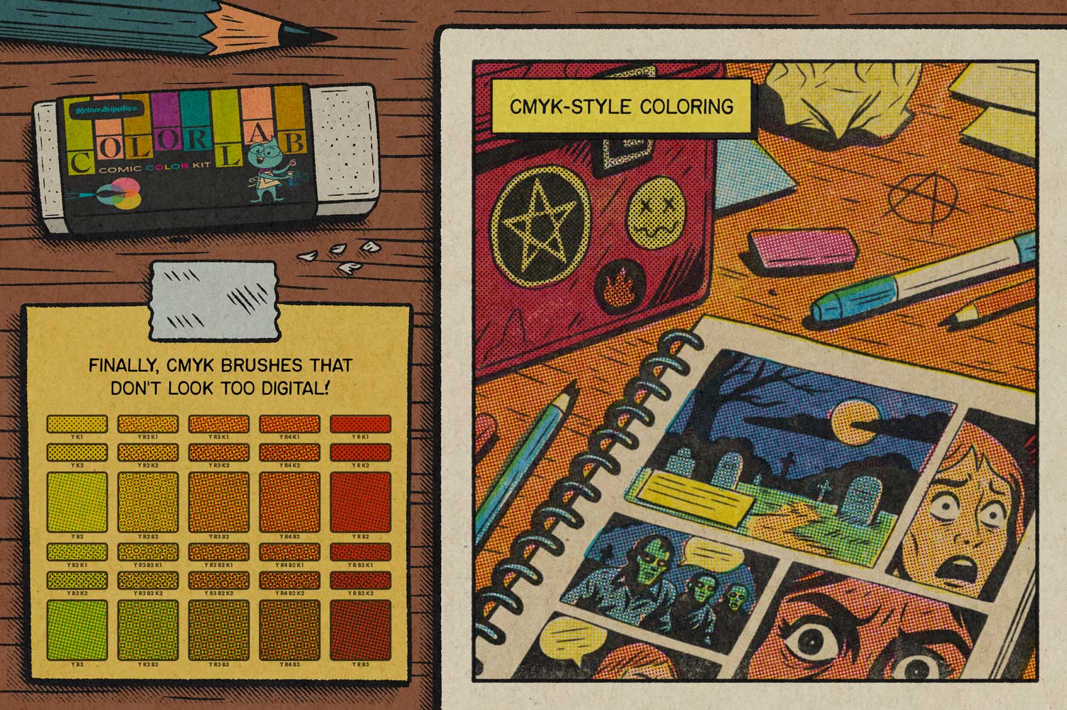 ColorLab CMYK comic brushes for Procreate