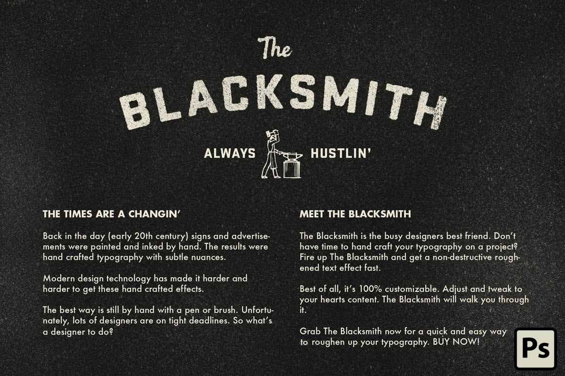 The Blacksmith - Type Roughening Action for Adobe Photoshop
