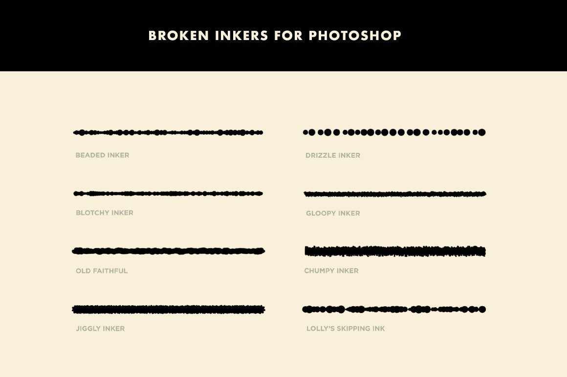 Broken Inkers Brush Set for Adobe Photoshop Adobe Photoshop RetroSupply Co. 