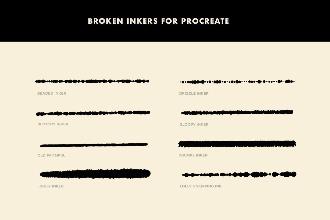 Broken Inkers Brush Set for Procreate Procreate Brushes RetroSupply Co.