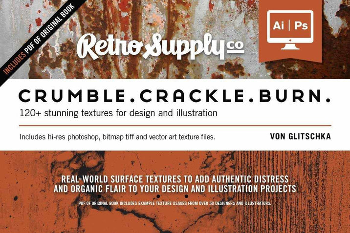 Crumble Crackle Burn | Ebook & Texture Pack Resources RetroSupply Co.