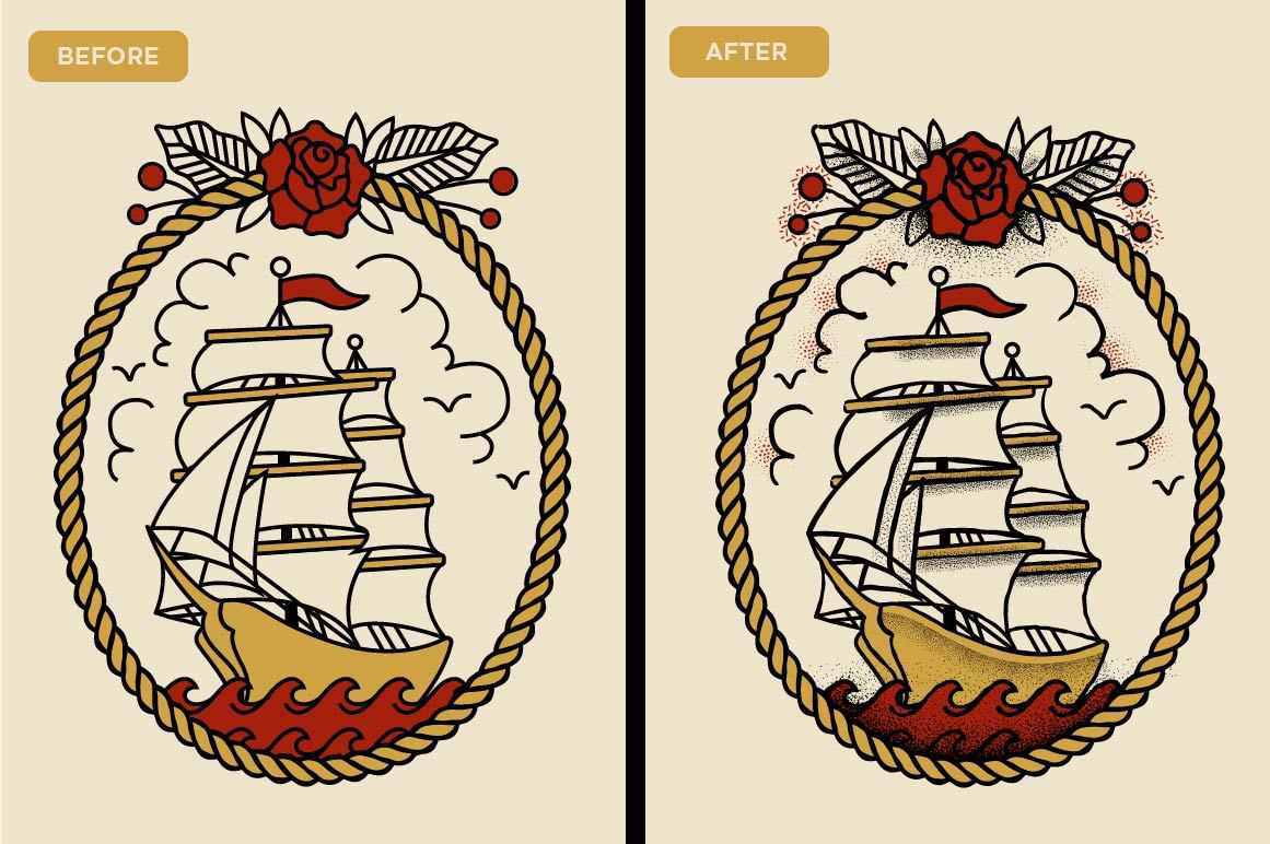Drunk Sailor | Vector Stippling Brushes & More Adobe Illustrator RetroSupply Co