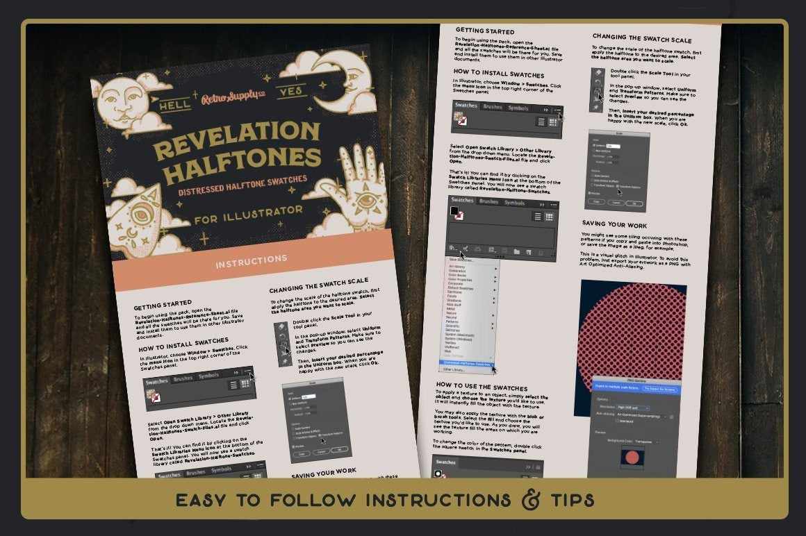 Revelation Halftone Swatches for Adobe Illustrator Adobe Illustrator RetroSupply Co.
