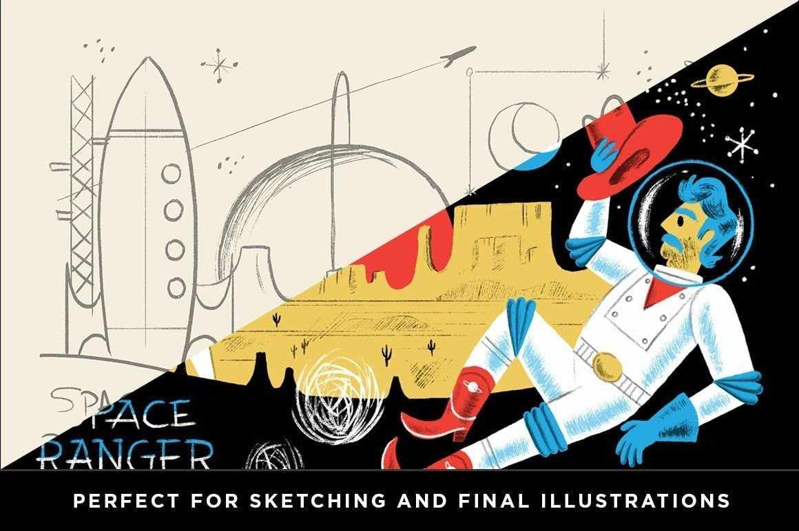 SpaceRanger Brush Kit and Tutorial Pack Adobe Photoshop RetroSupply Co
