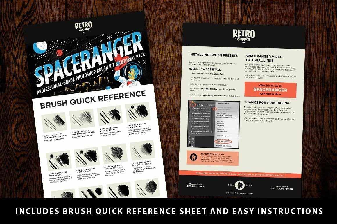 SpaceRanger Brush Kit and Tutorial Pack Adobe Photoshop RetroSupply Co