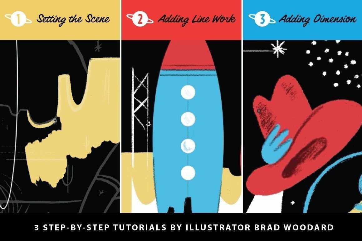 SpaceRanger Brush Kit and Tutorial Pack Adobe Photoshop RetroSupply Co