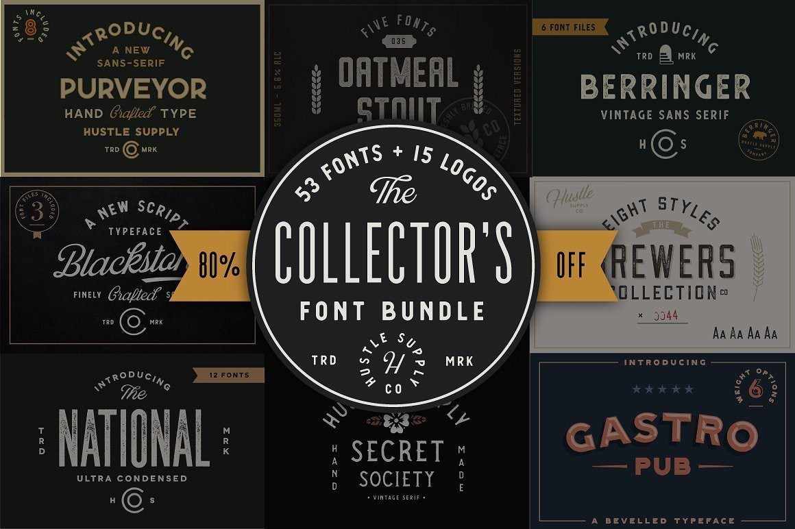 The Collector's Font Bundle by HSCO Fonts RetroSupply Co. 