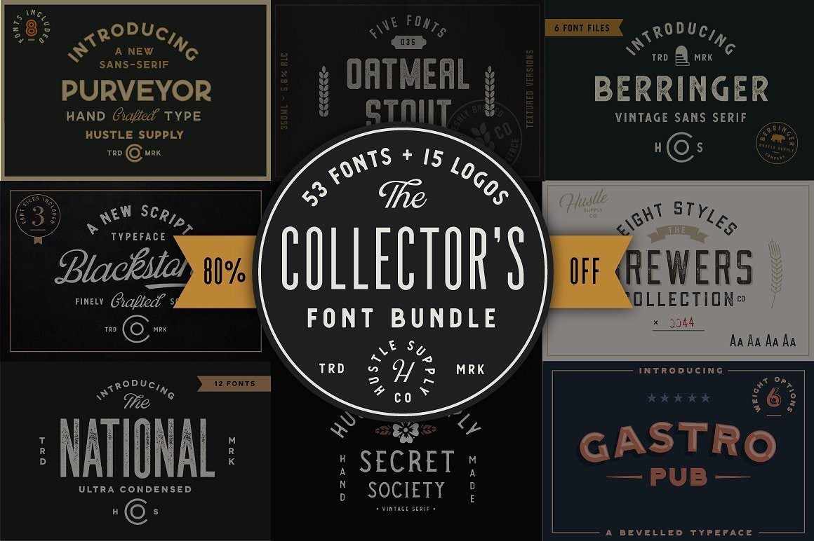 The Collector's Font Bundle by HSCO Fonts RetroSupply Co.