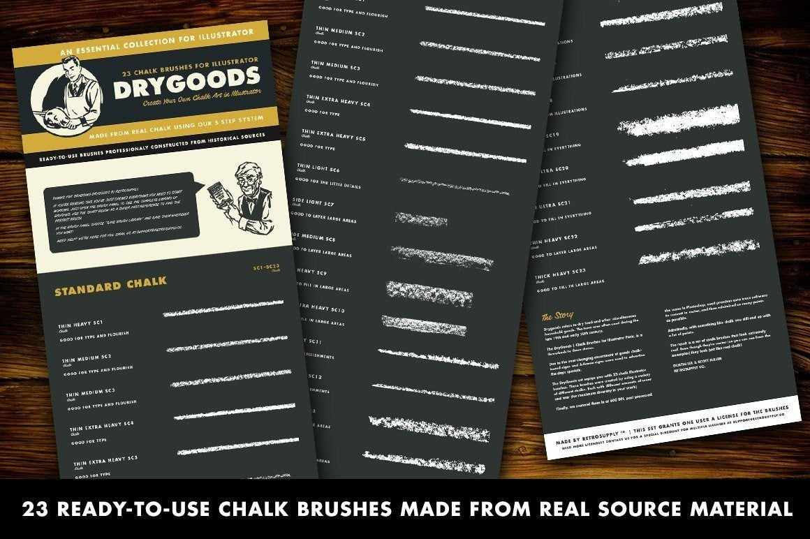 DryGoods Chalk Brushes for Adobe Illustrator by RetroSupply