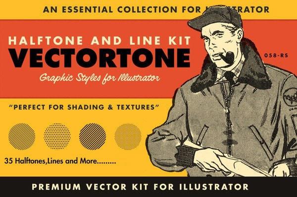 VectorTone Halftone Brushes for Adobe Illustrator by RetroSupply