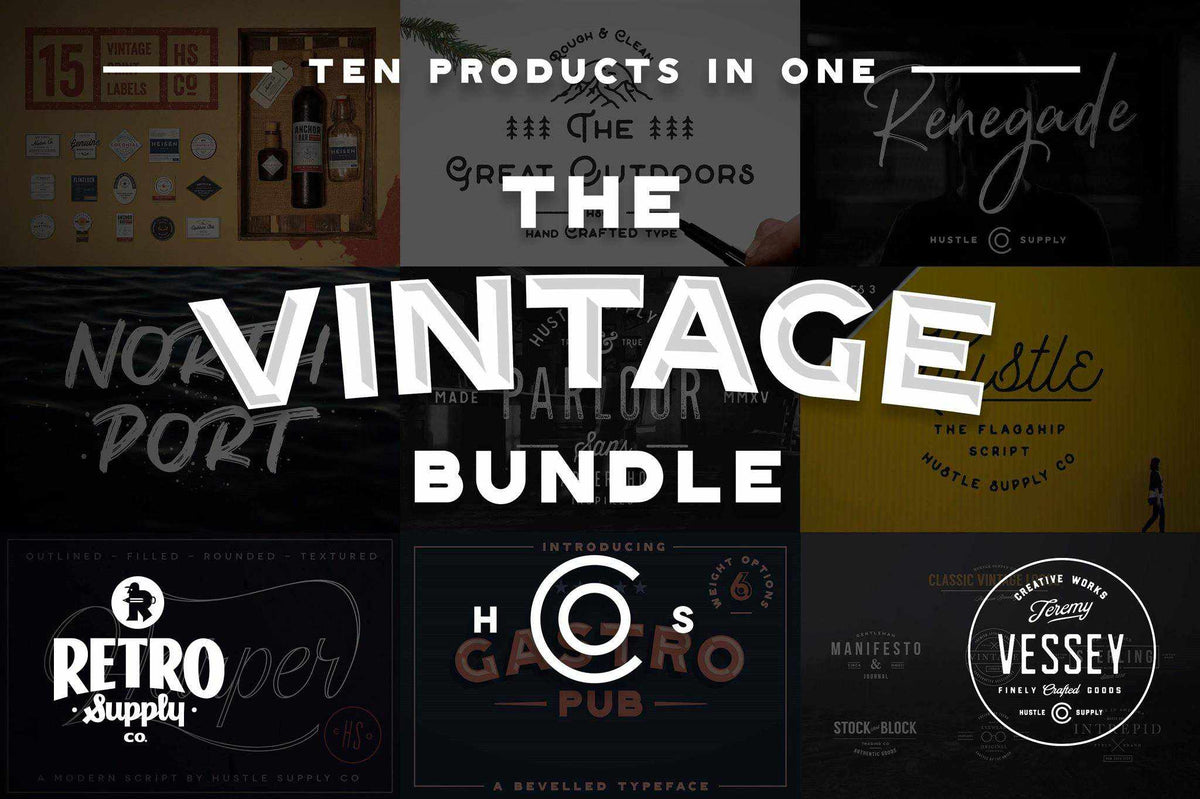 The Vintage Bundle by HSCO Fonts RetroSupply Co