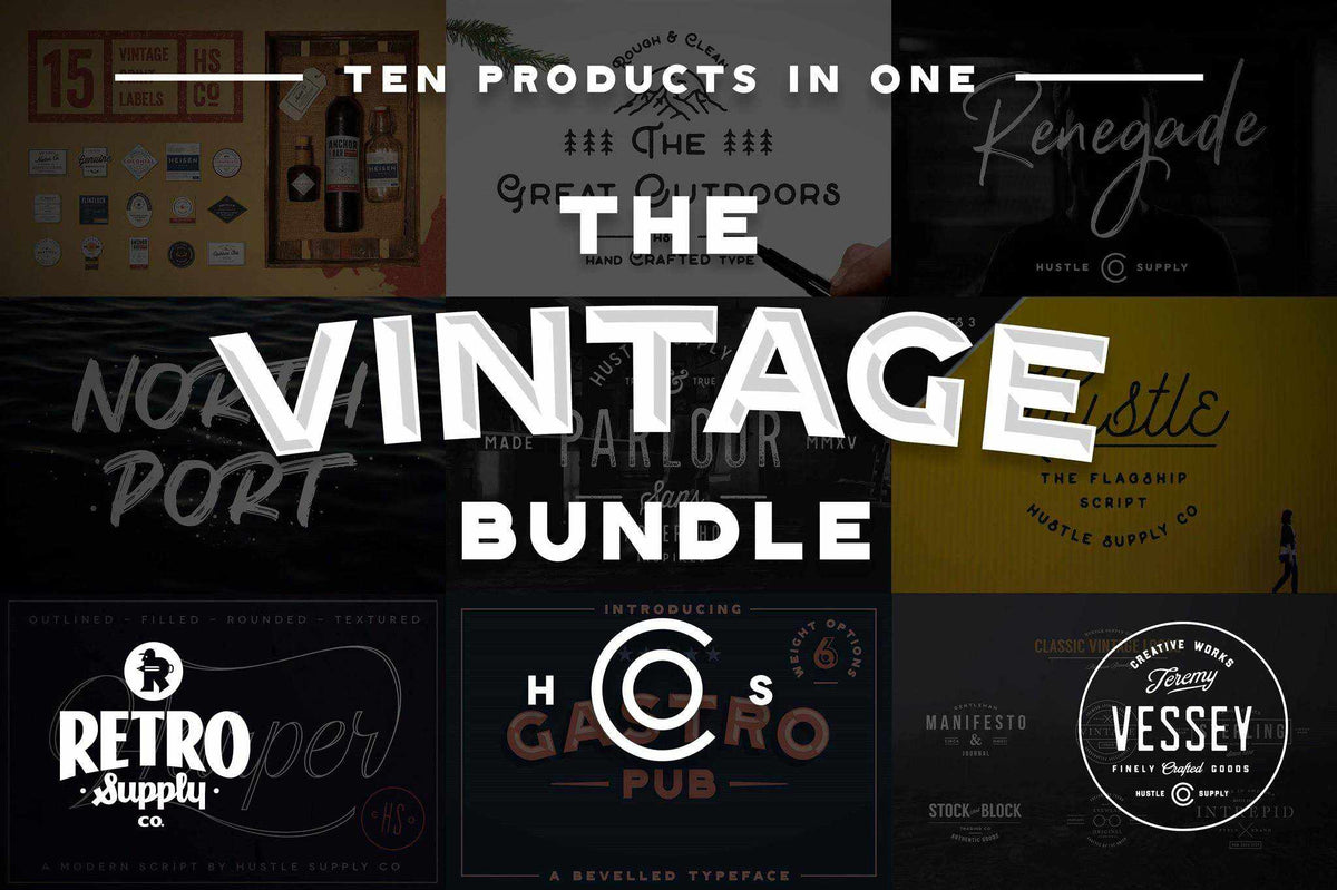 The Vintage Bundle by HSCO Fonts RetroSupply Co 