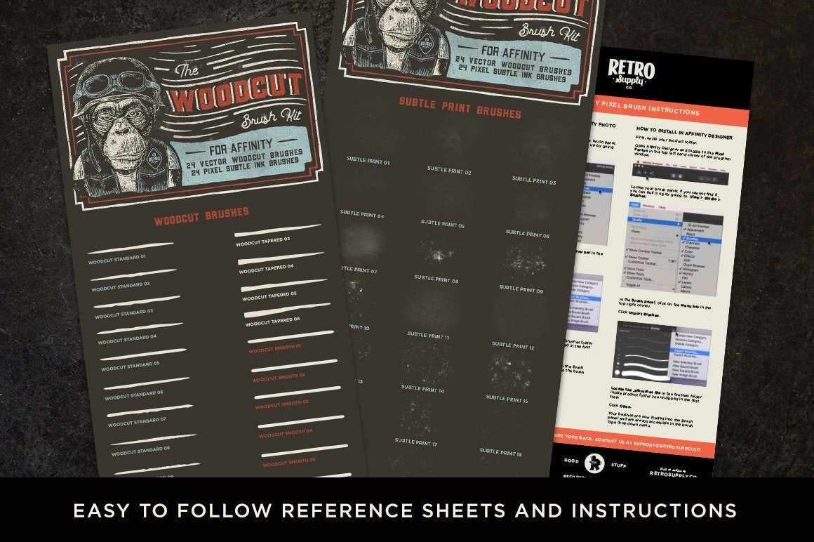 The Woodcut Brush Kit for Affinity Affinity Designer Brushes RetroSupply Co