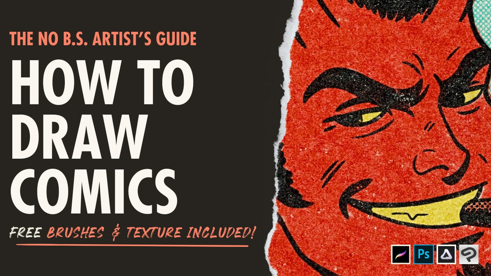 Cover of "How to Draw Comics" guide featuring a devil character.