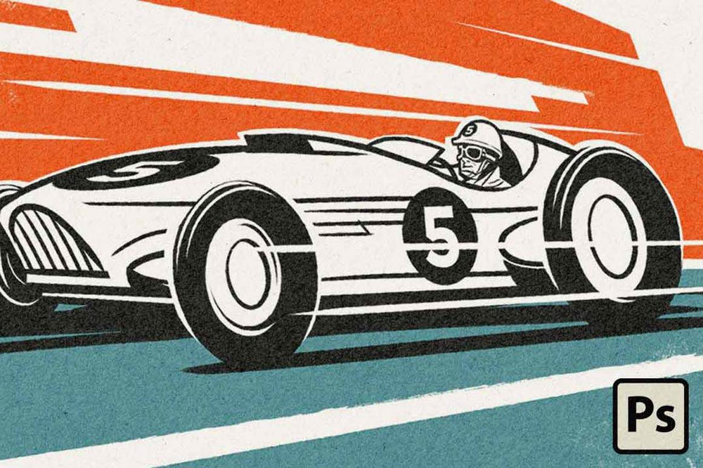 How to Draw an Old School Race Car in Photoshop