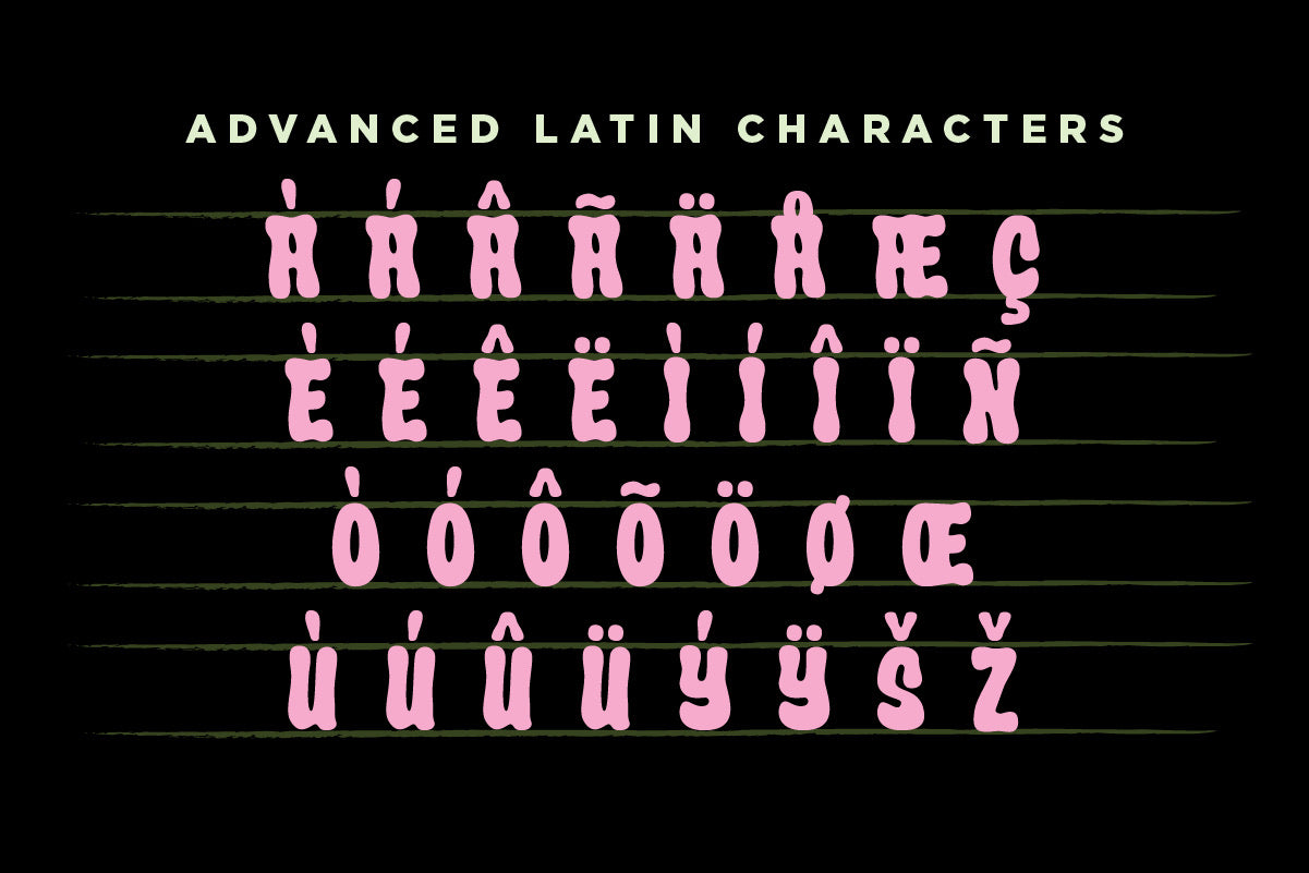 Crumber bubble font advanced Latin character set with accented letters