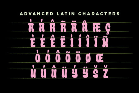 Crumber bubble font advanced Latin character set with accented letters