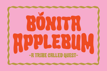 Bonita Applebum — A Tribe Called Quest lyric in red Crumber bubble lettering on pink