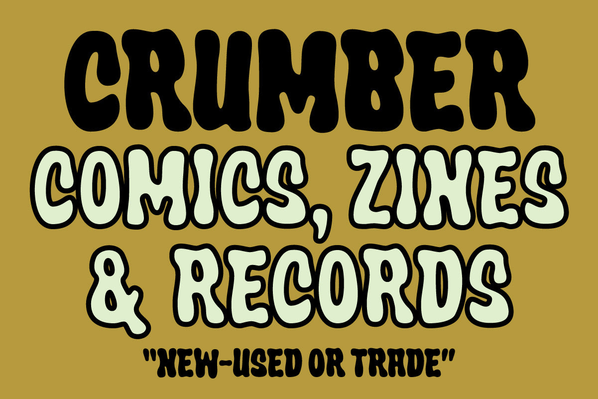 Crumber Comics, Zines & Records retro shop sign mockup in organic bubble font