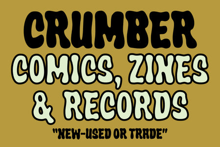 Crumber Comics, Zines & Records retro shop sign mockup in organic bubble font