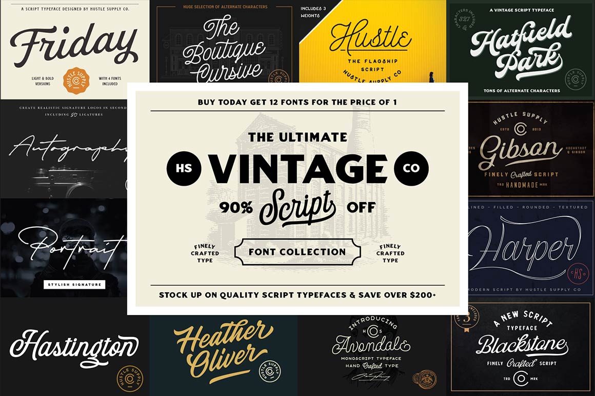 The Ultimate Vintage Script Font Collection