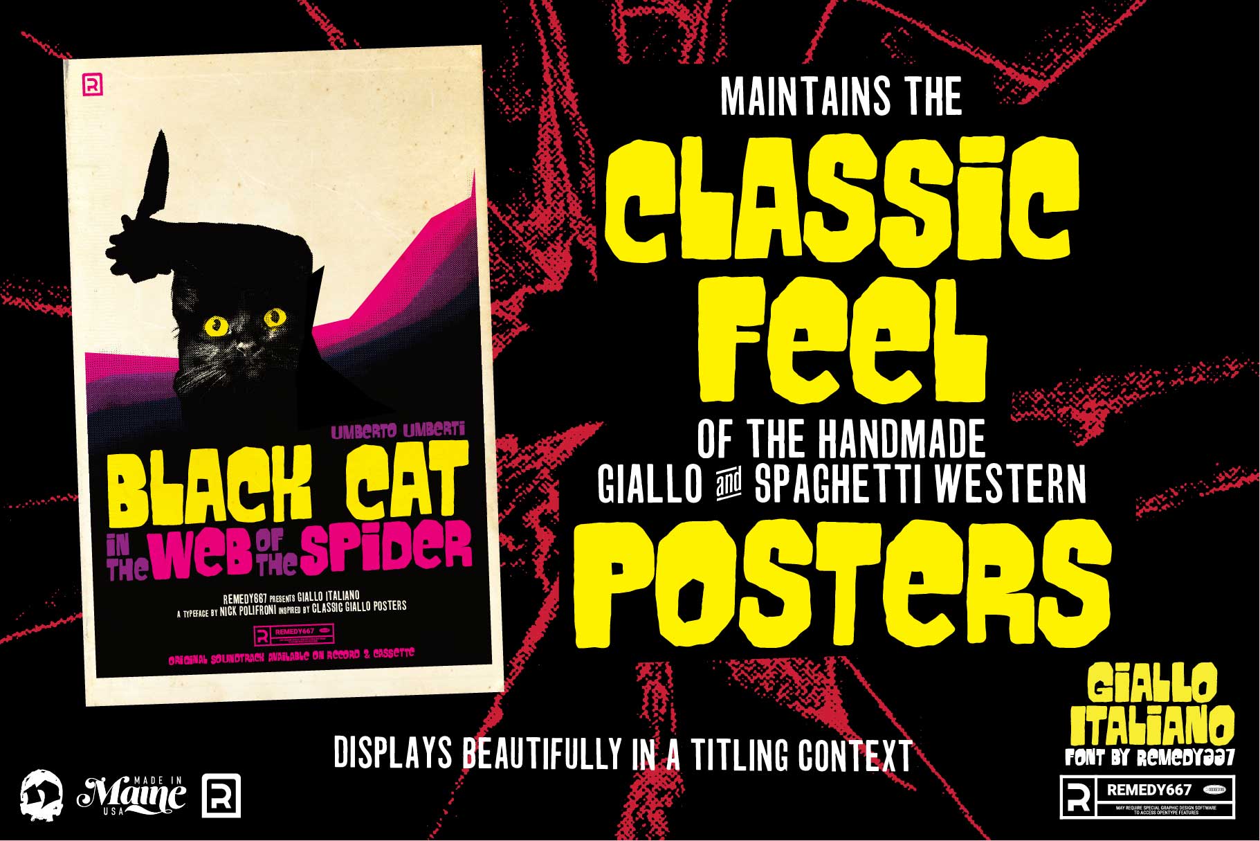 Giallo and Spaghetti Western film poster font | RetroSupply Co.