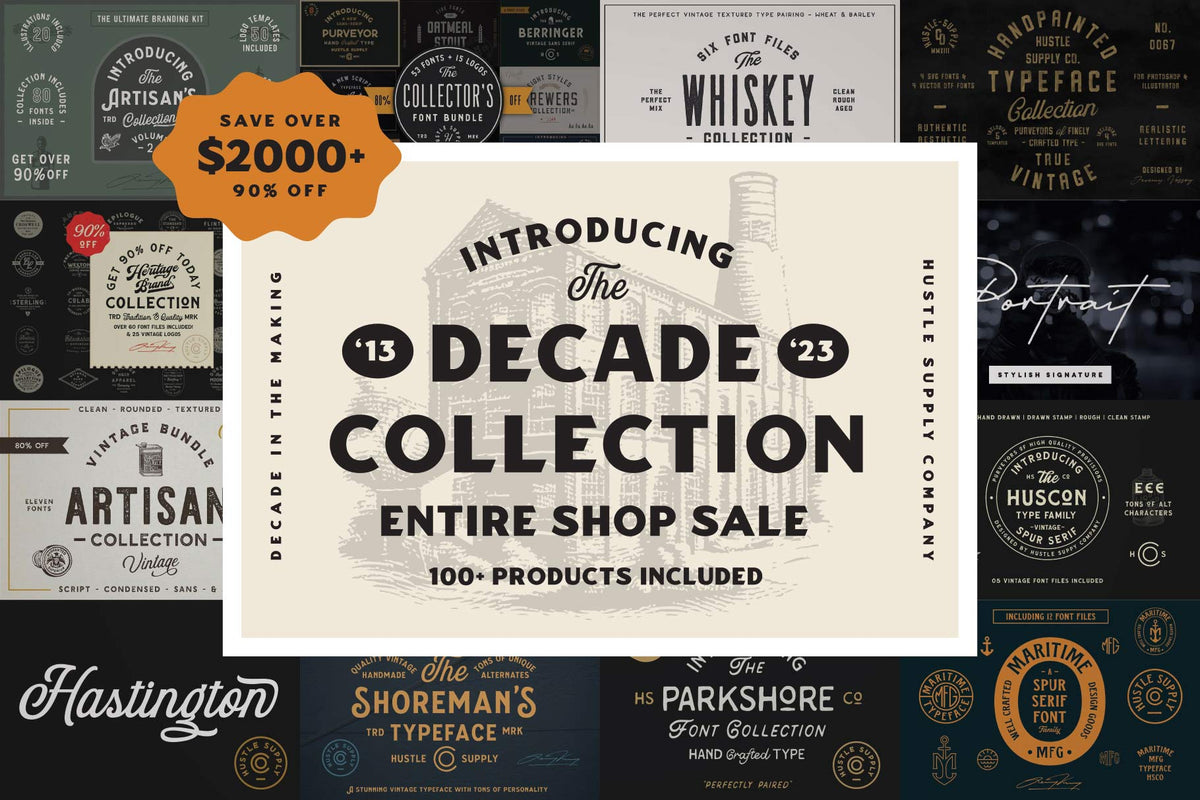 Vintage Retro Font Bundles - Best Seller Font Collection