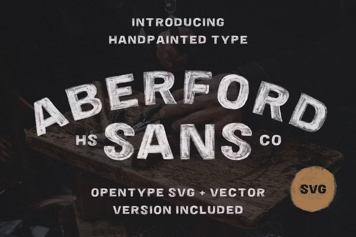 Aberford Sans hand painted sign lettering font specimen