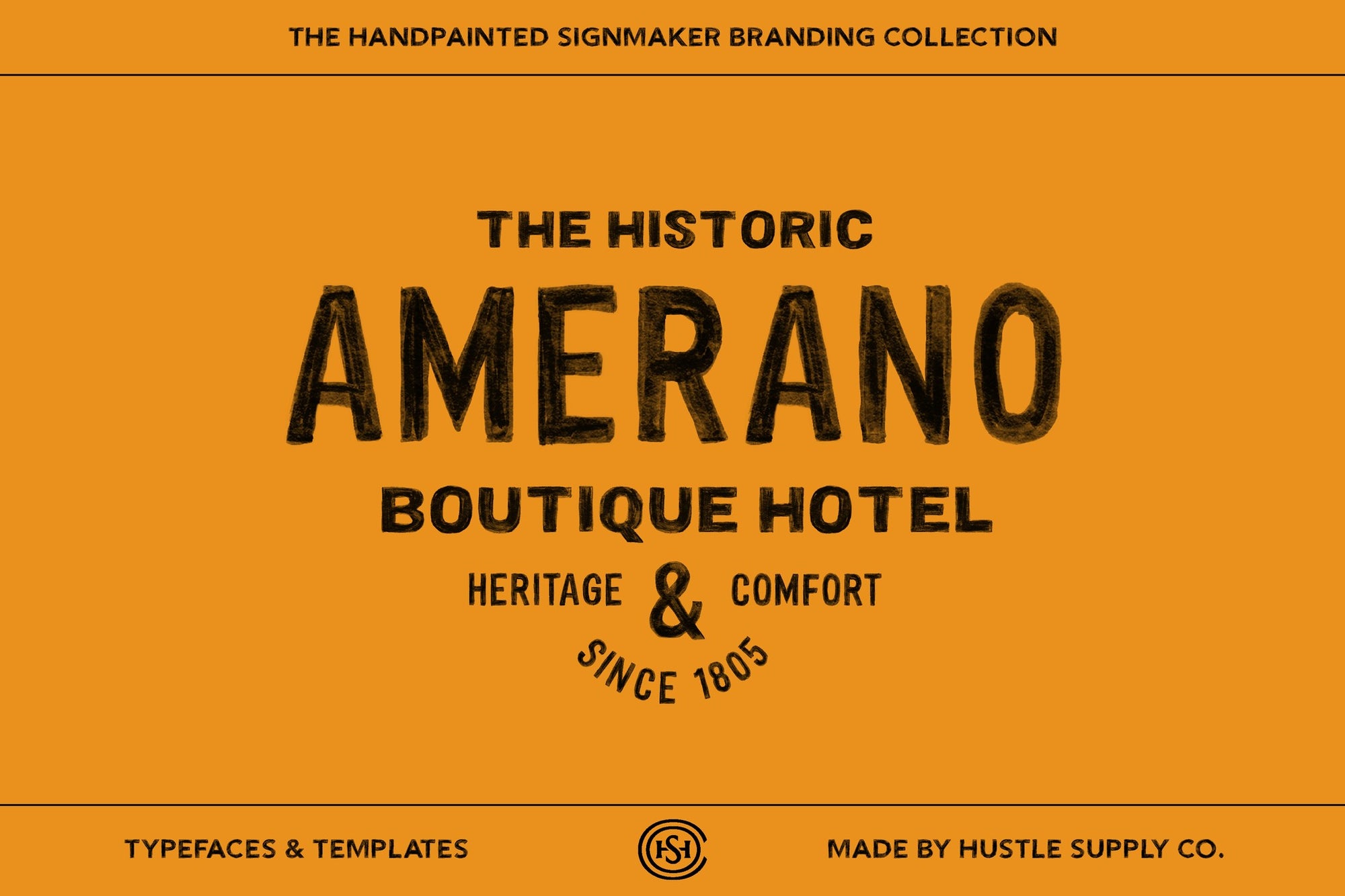 Amerano Boutique Hotel vintage hand painted logo template example