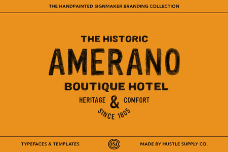 Amerano Boutique Hotel vintage hand painted logo template example