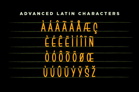 Brushwick font advanced Latin character set with accented letters