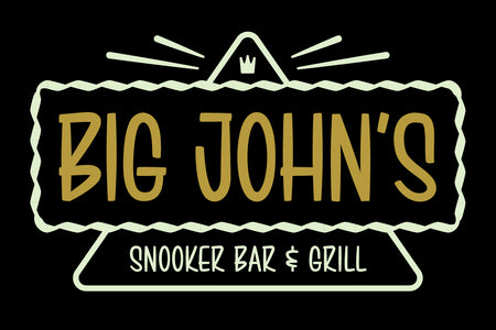Big John's Snooker Bar & Grill vintage sign mockup in Brushwick font