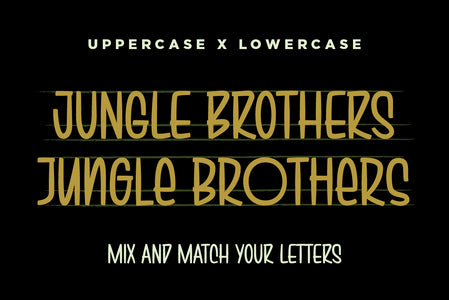 Uppercase and lowercase mix-and-match examples of the Brushwick signpainter font