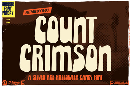 Count Crimson, a Silver Age Halloween candy font by Remedy667, included in The Devil's Deal