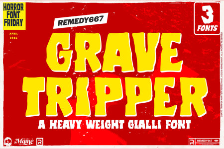 Grave Tripper, a heavy weight giallo font by Remedy667, included in The Devil's Deal