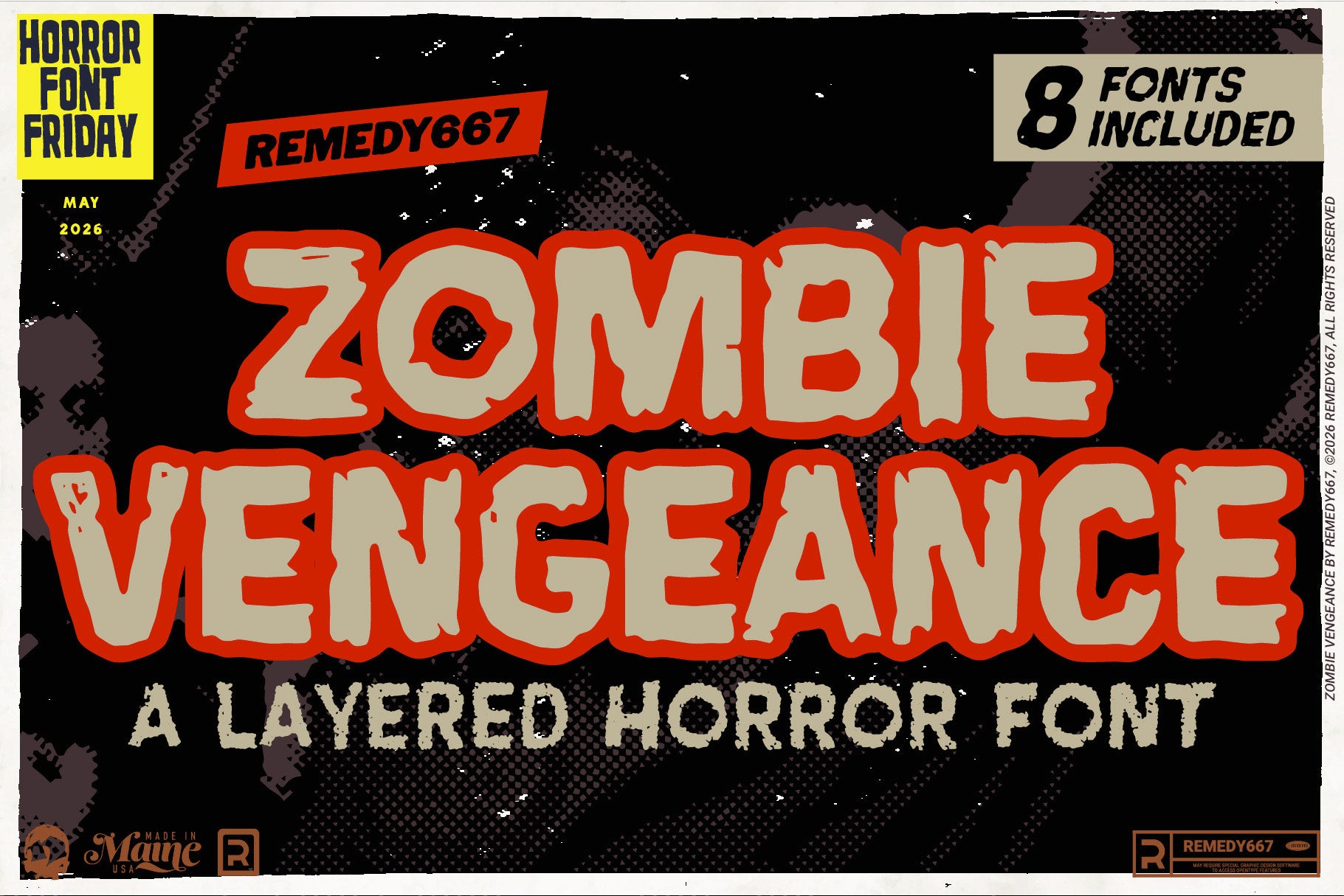 Zombie Vengeance, a layered horror font by Remedy667, included in The Devil's Deal