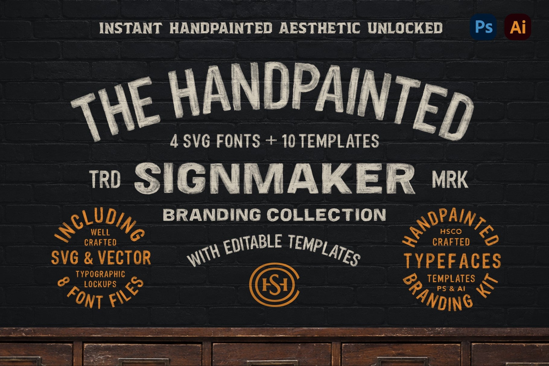 The Handpainted Signmaker Branding Collection - hand painted sign fonts and branding template pack cover