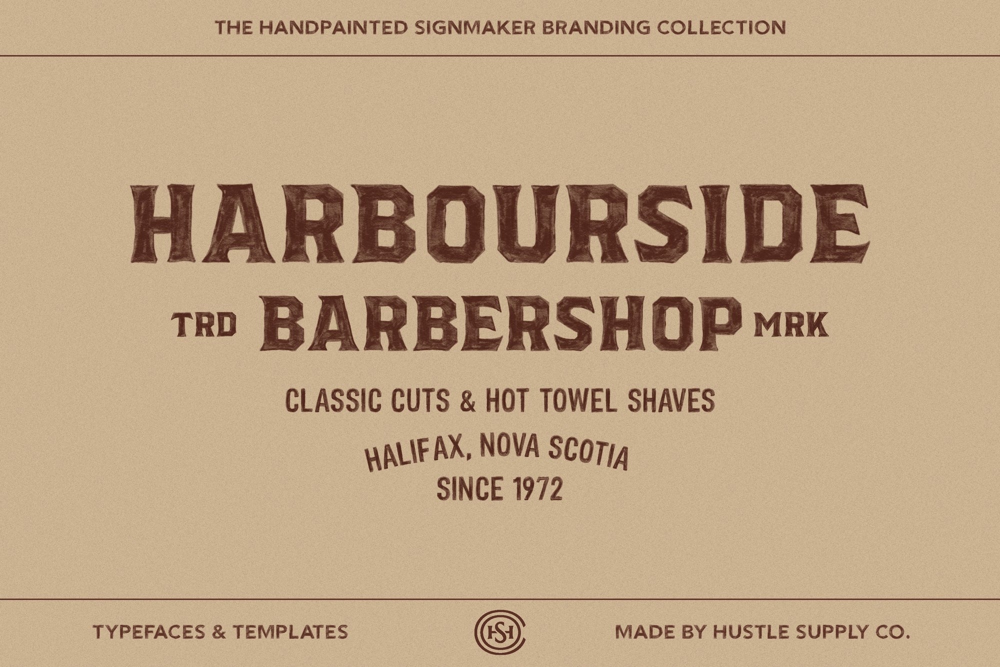 Harbourside Barbershop vintage hand painted sign logo template example