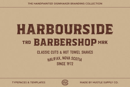 Harbourside Barbershop vintage hand painted sign logo template example