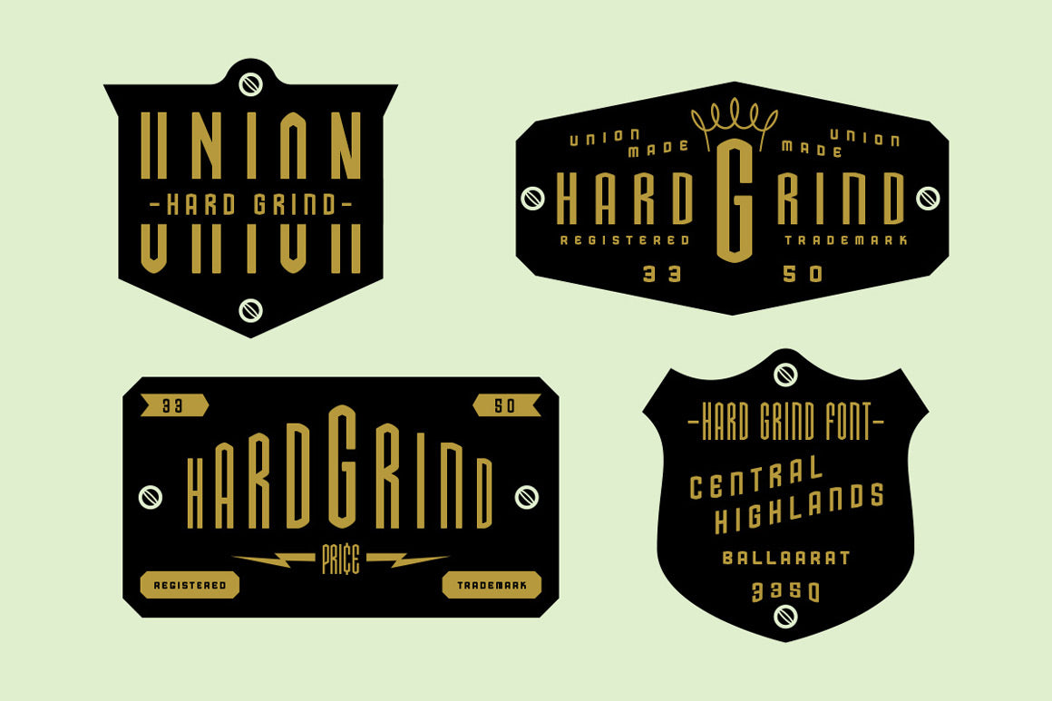 Hard Grind Industrial Font Set