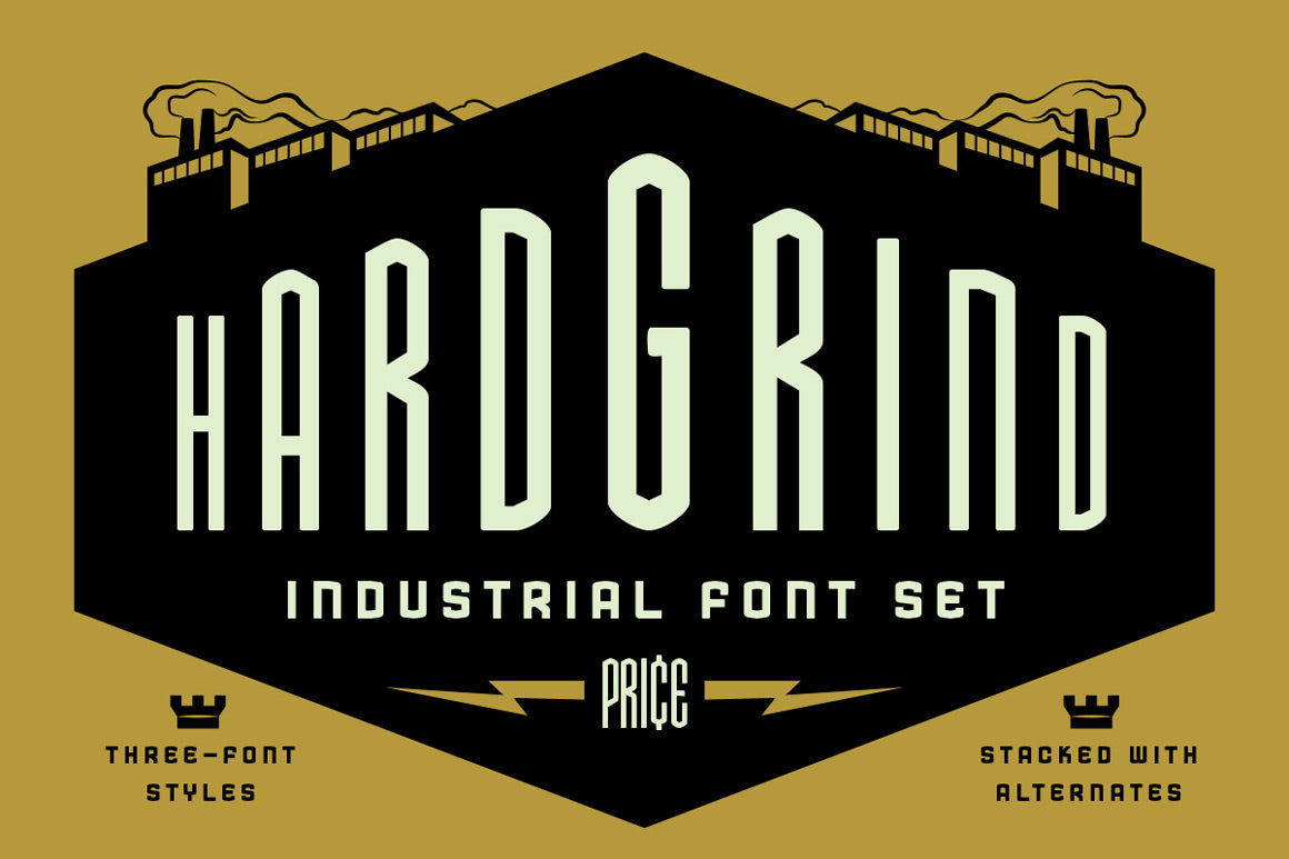 Hard Grind Industrial Font Set