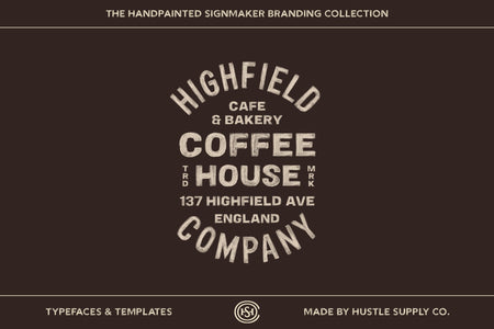 Highfield Coffee House vintage hand lettered logo template example