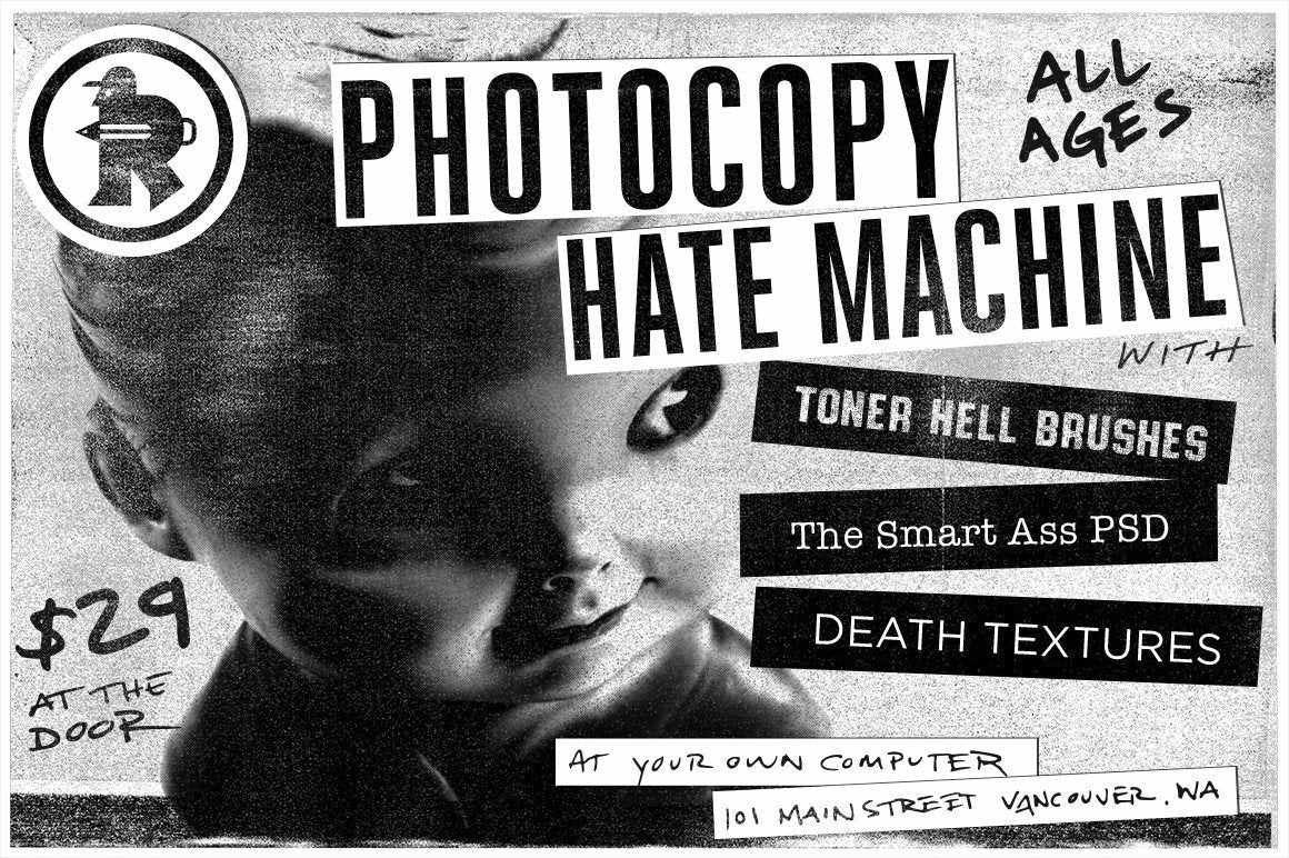 The Photocopy Hate Machine | Photoshop Bundle Adobe Photoshop RetroSupply Co 