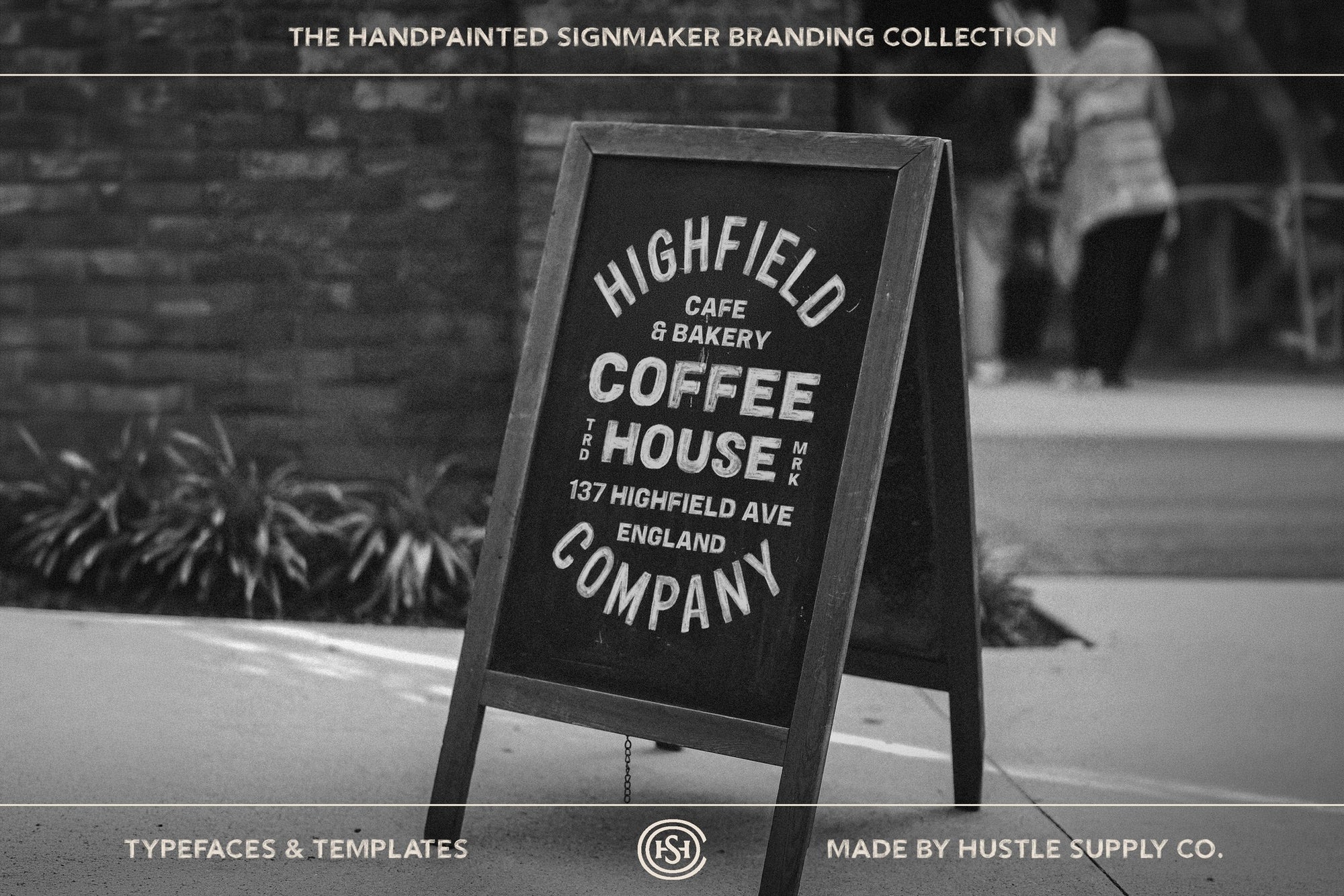 Vintage coffee shop hand painted sign lettering template example
