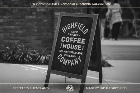 Vintage coffee shop hand painted sign lettering template example