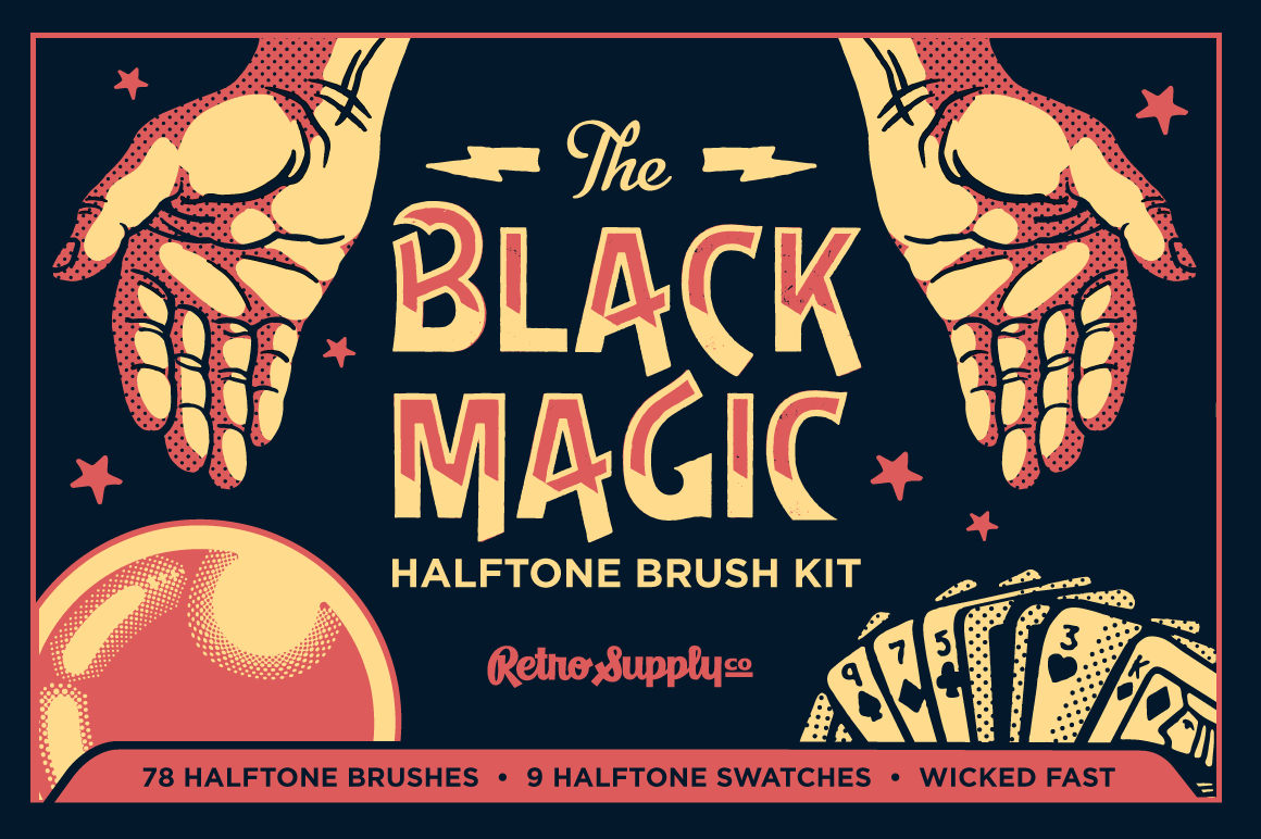Black Magic Halftone Pattern Brushes for Illustrator