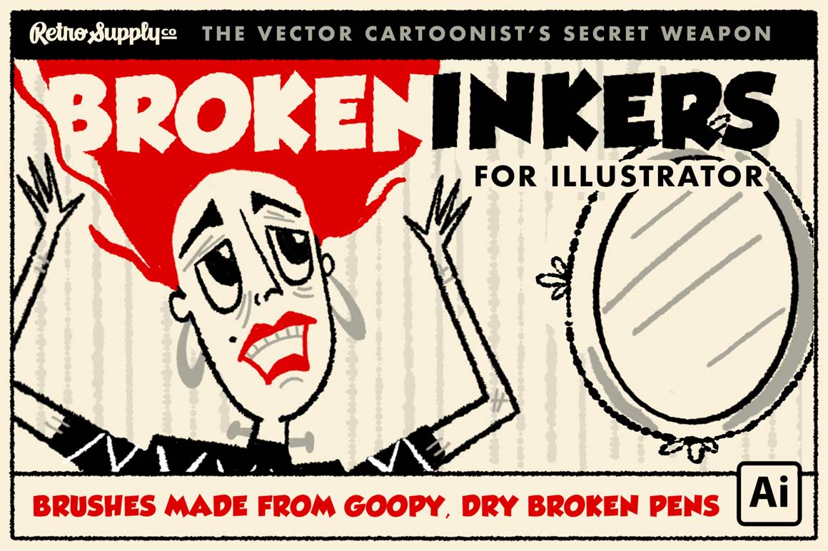 Broken Inkers Brush Set for Adobe Illustrator