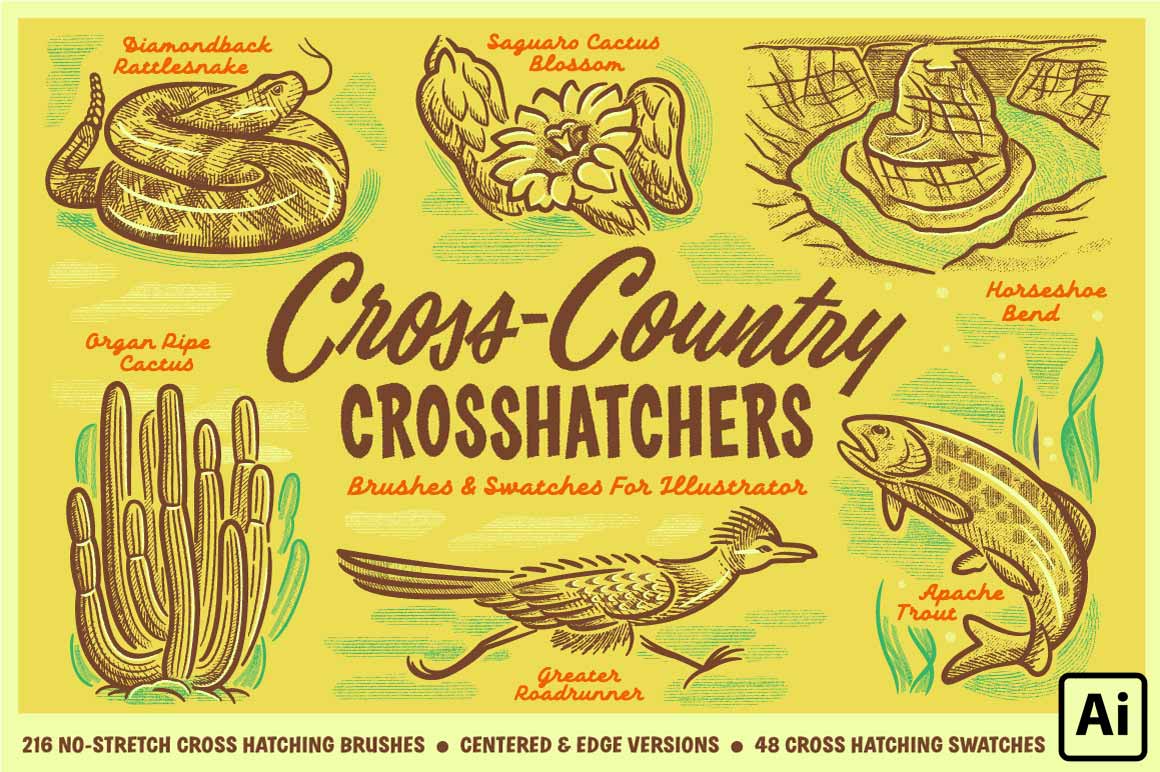 Cross-Country Crosshatchers for Adobe Illustrator