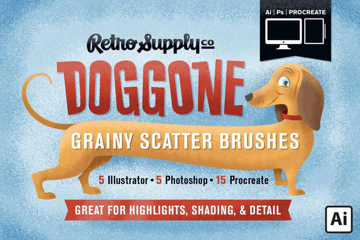 Doggone Grainy Scatter Brushes by Von Glitschka | for Illustrator